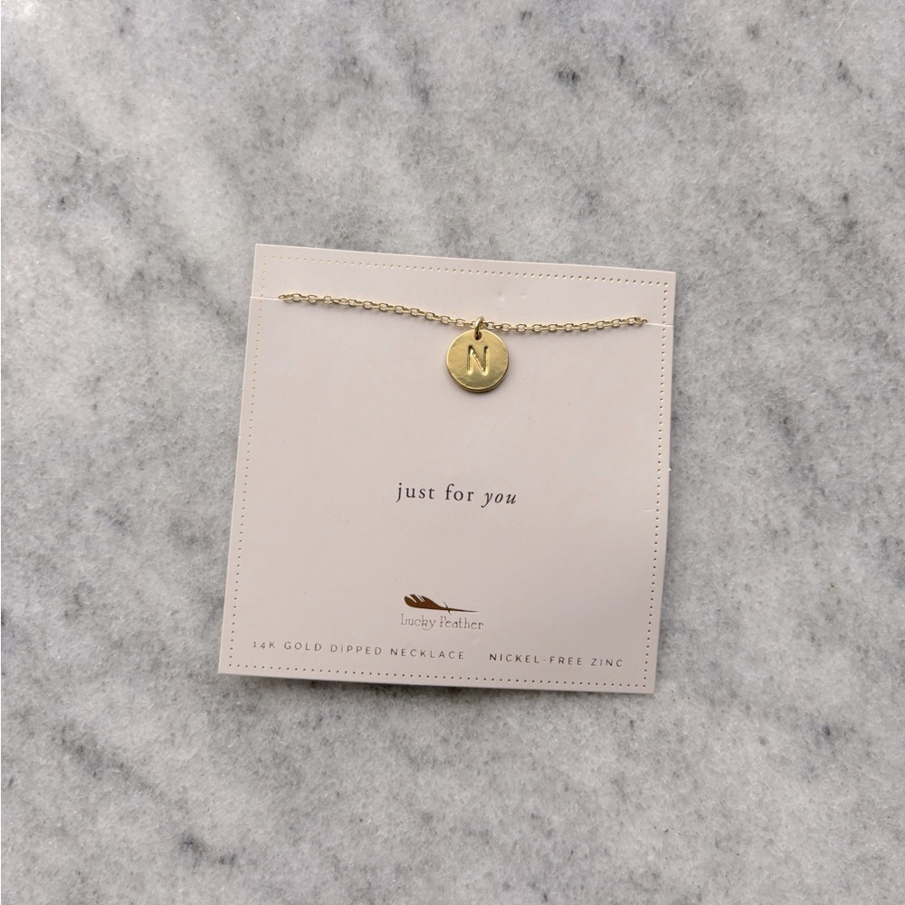 Lucky Feather Gold Initial ‘N’ Necklace - New in package